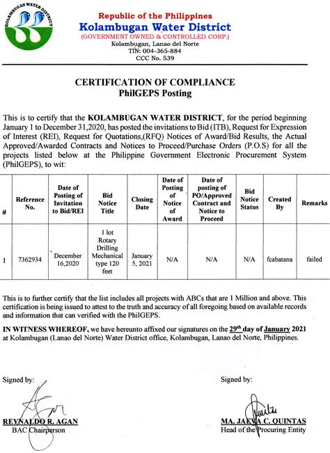 How to Accomplish the Certificate of Compliance on PhilGEPS Postings.